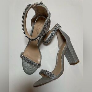 Jewel Badgley Mischka Silver Heels